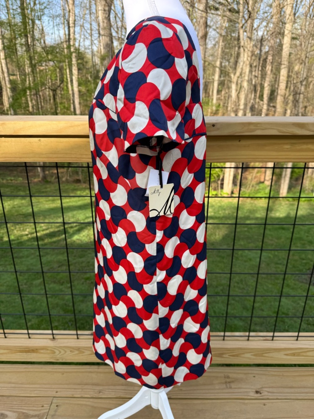 Milly Red, Navy & White Geometric Mini Dress NWT - Picture 6 of 6